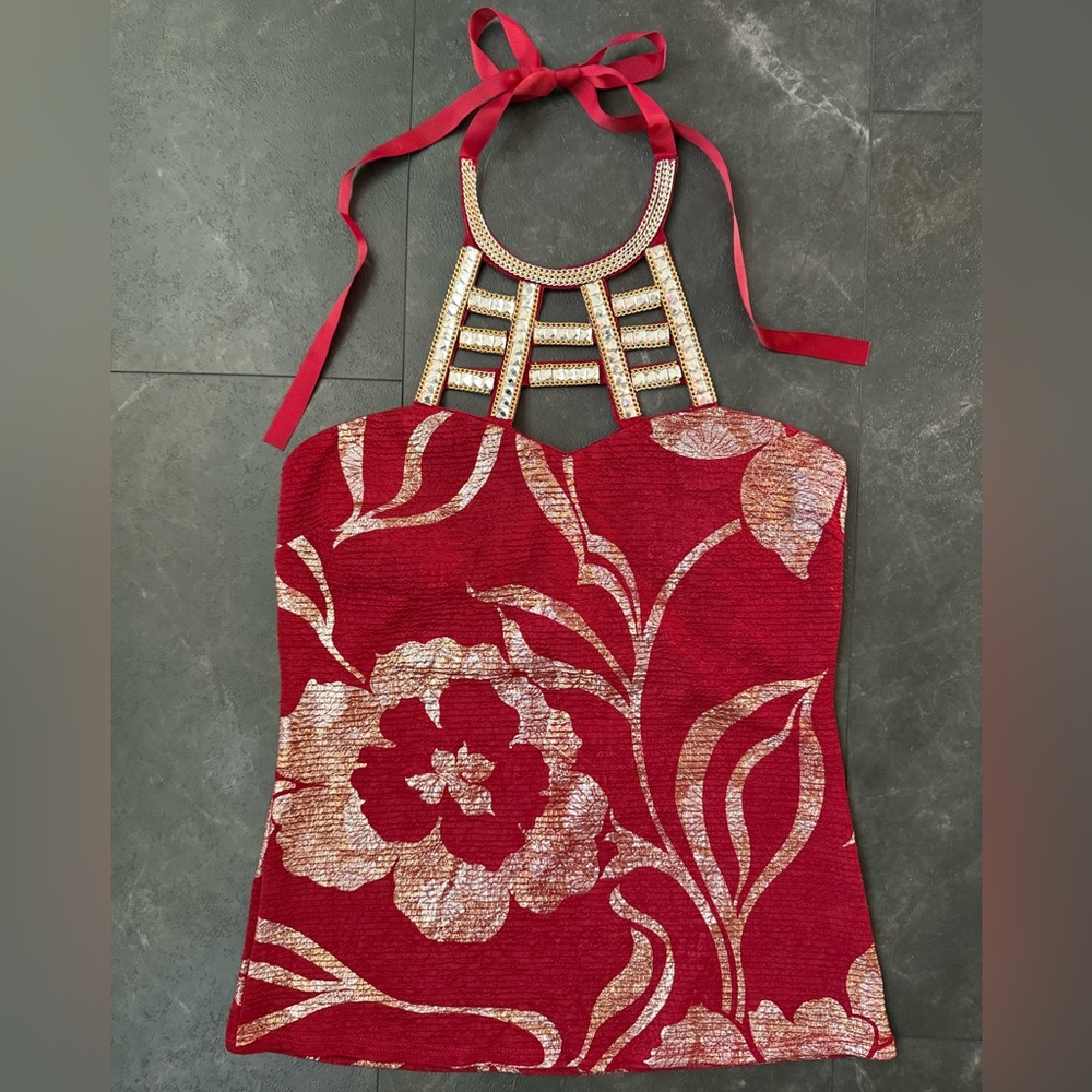 Jacaranda Vintage Rhinestone Halter Top